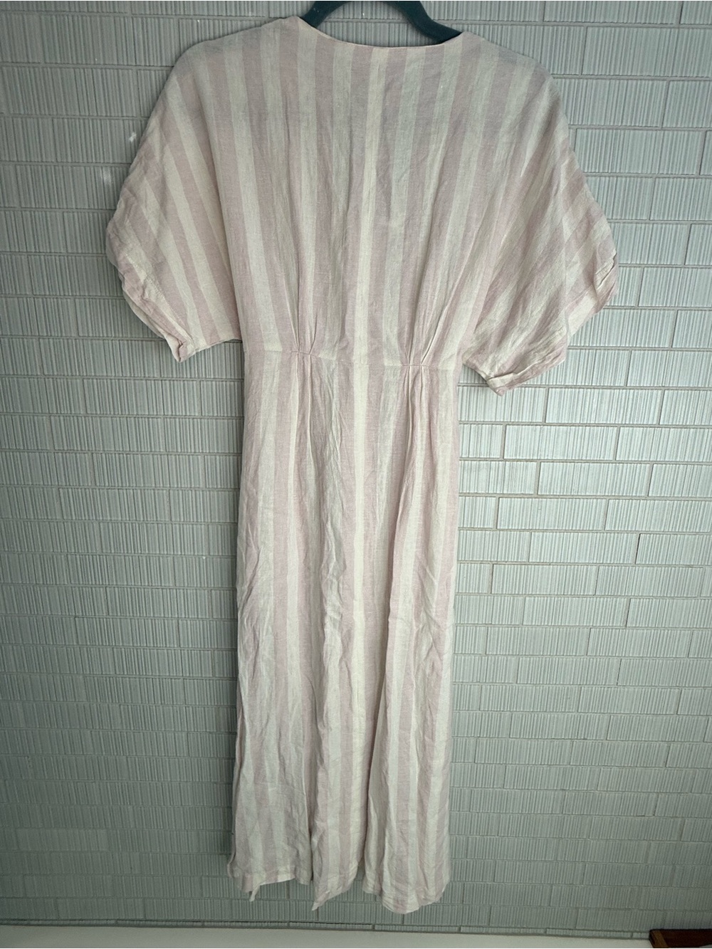 Chelsea28 Pink and White Striped Midi Dress
